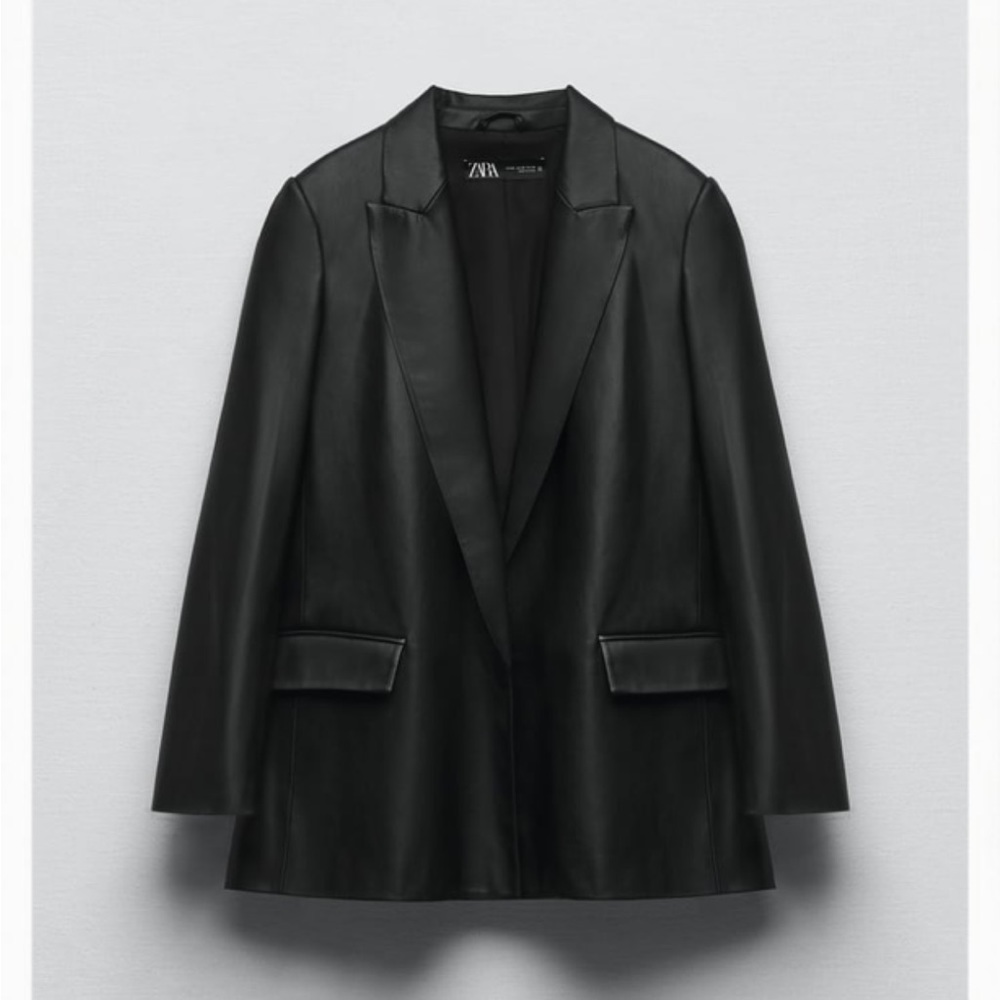 ZARA straight cut faux leather blazer